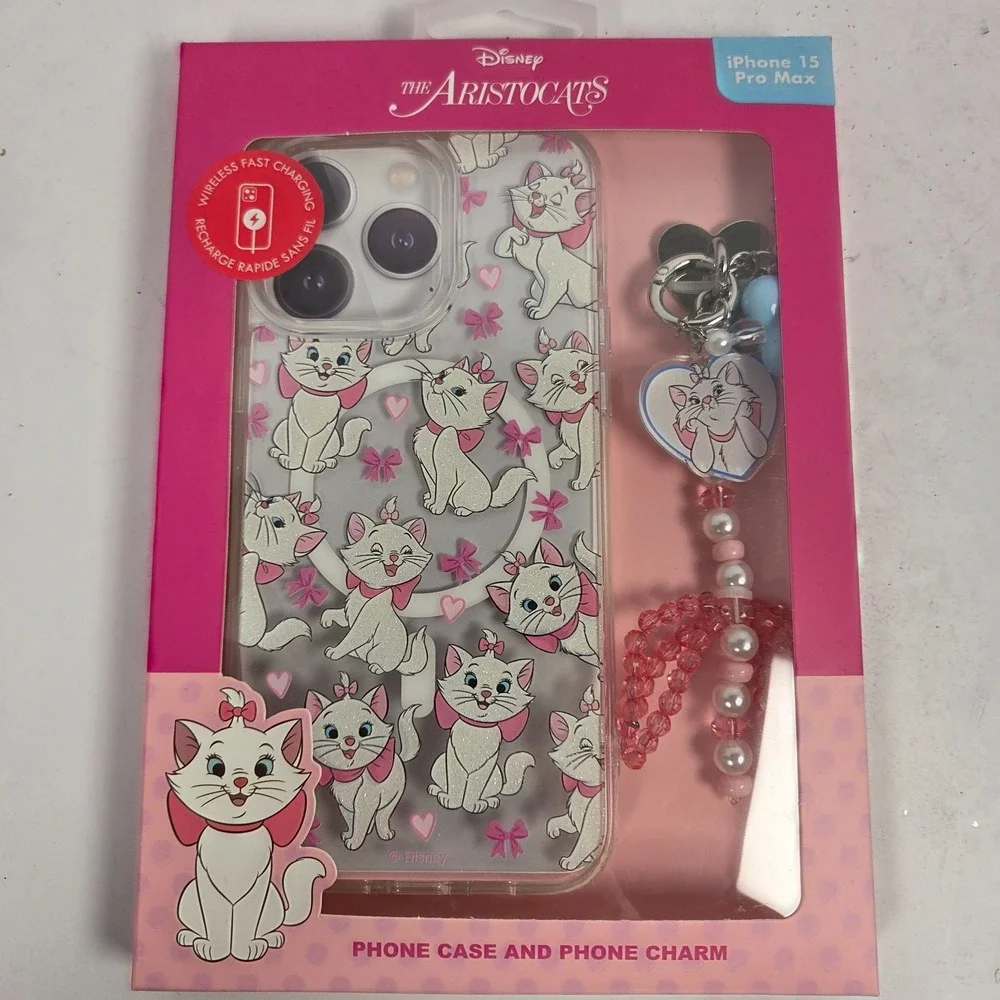 Disney Aristocats Marie iPhone 15 Pro Max Phone Case Charm Wireless Charging New